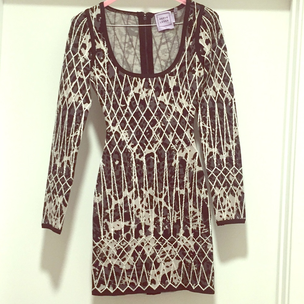 Herve Leger Long Sleeve Rebekuh Dress - Picture 2 of 8